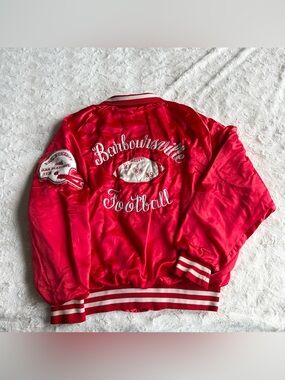 Vintage Barboursville Football Varsity Jacket Mens Large Red Satin West Virginia